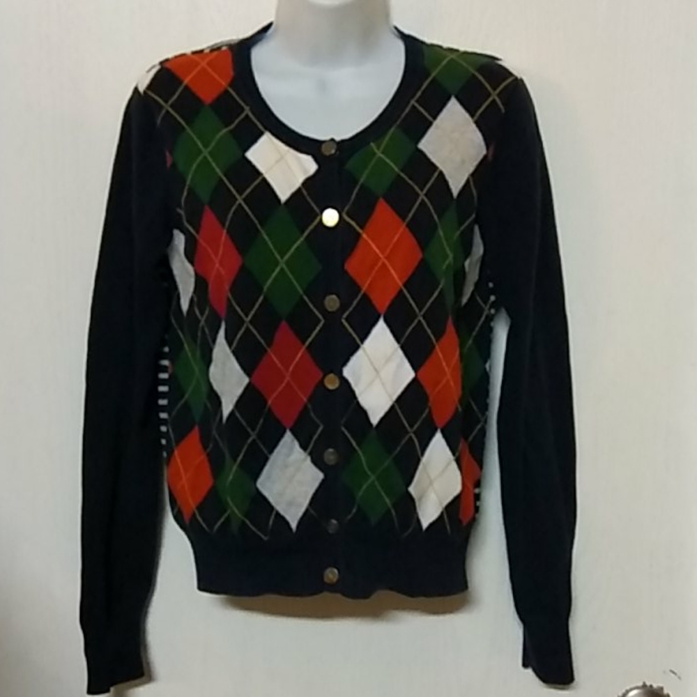 Rare Tommy Hilfiger Vintage Argyle Cardigan Sz M